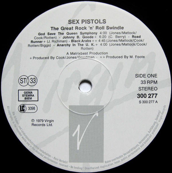 God Save The Sex Pistols The Great Rock N Roll Swindle Gema Stemra